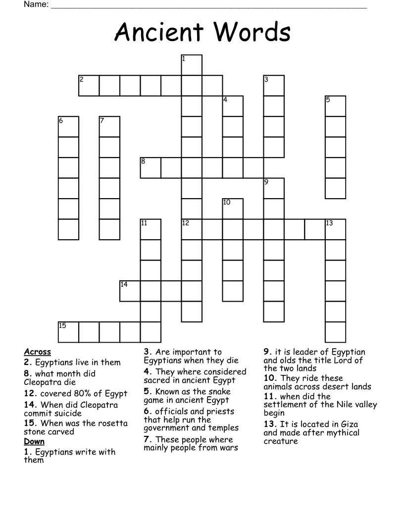 Ancient Words Crossword