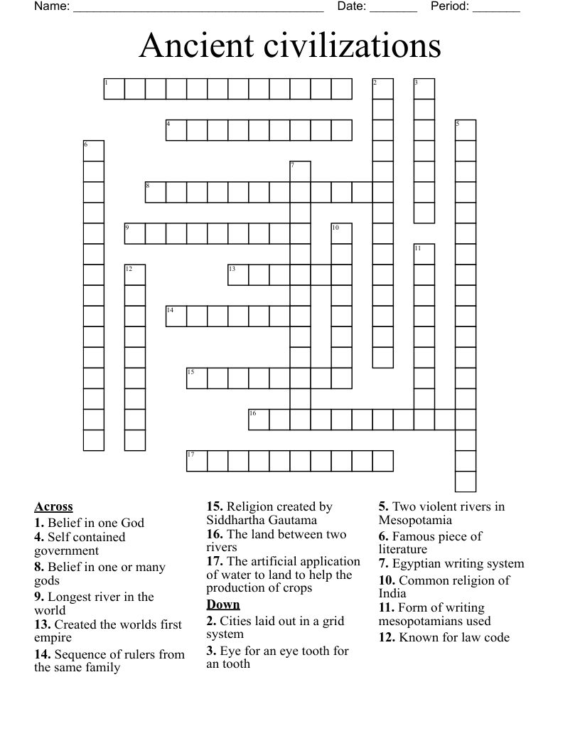 Ancient civilizations  Crossword