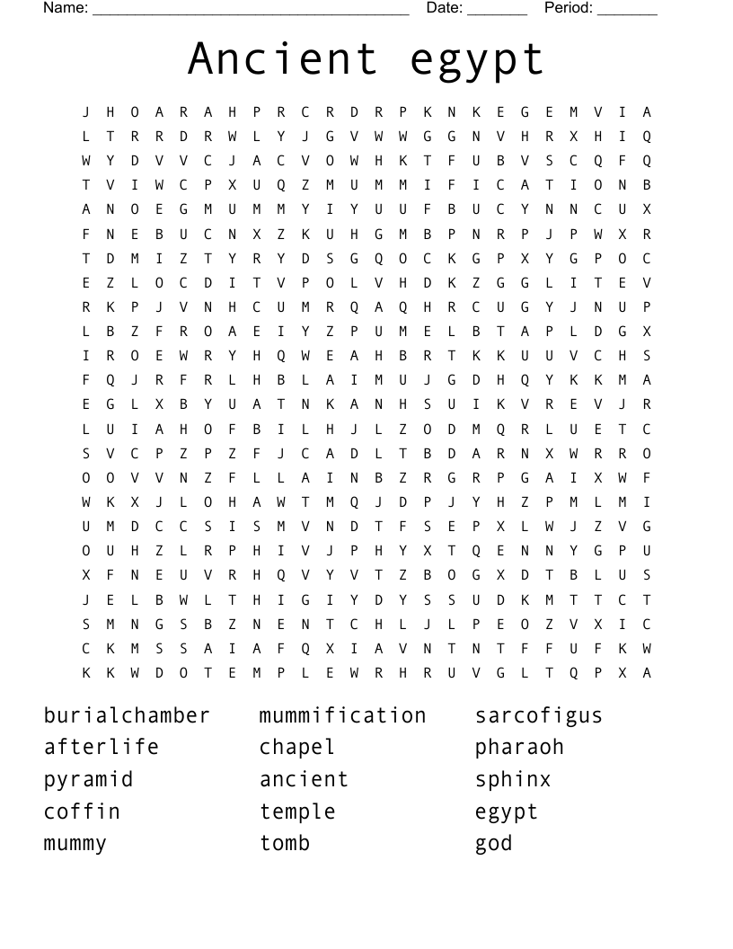 Ancient egypt Word Search