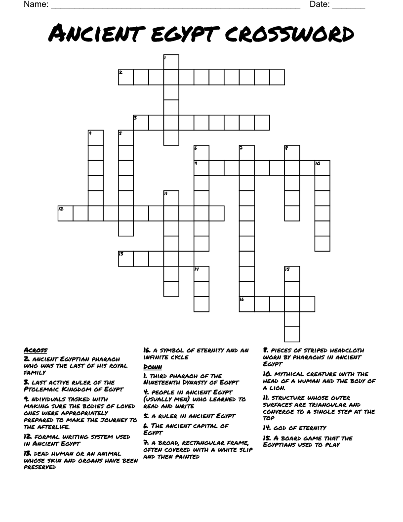 Ancient egypt crossword