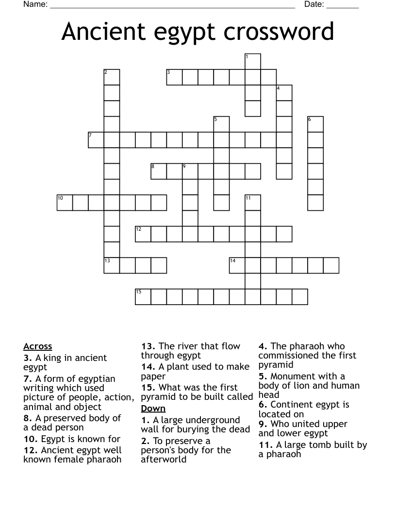 Ancient egypt crossword 