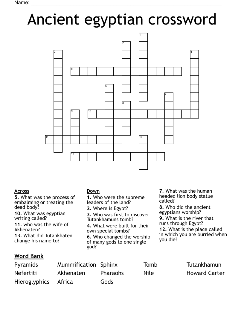 Ancient egyptian crossword