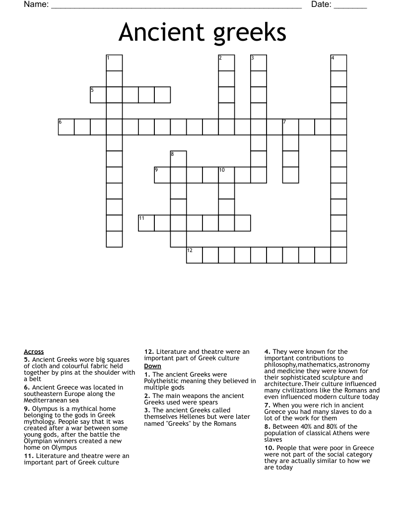 Ancient greeks Crossword