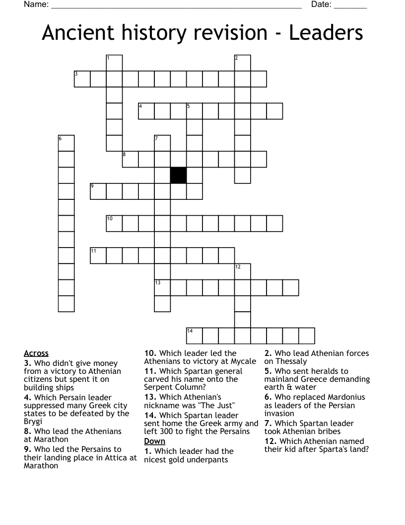 Ancient history revision - Leaders Crossword
