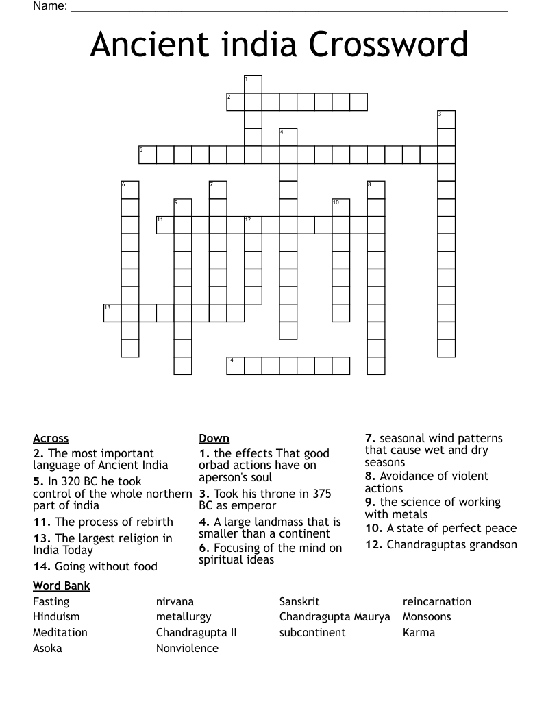 Ancient india Crossword