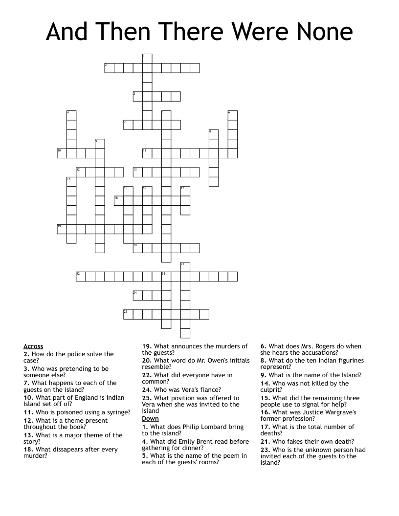 And Then There Were None Crossword