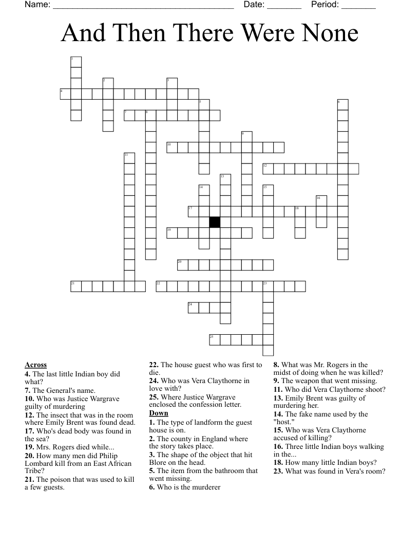And Then There Were None Crossword