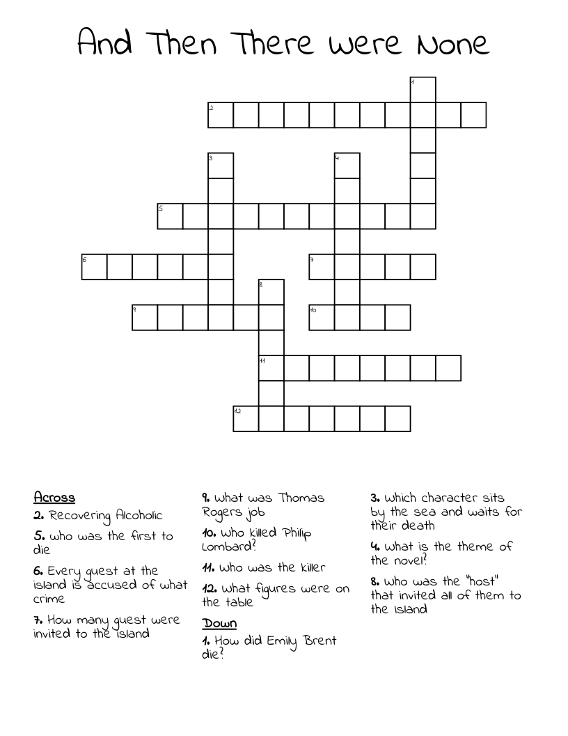 And Then There Were None Crossword