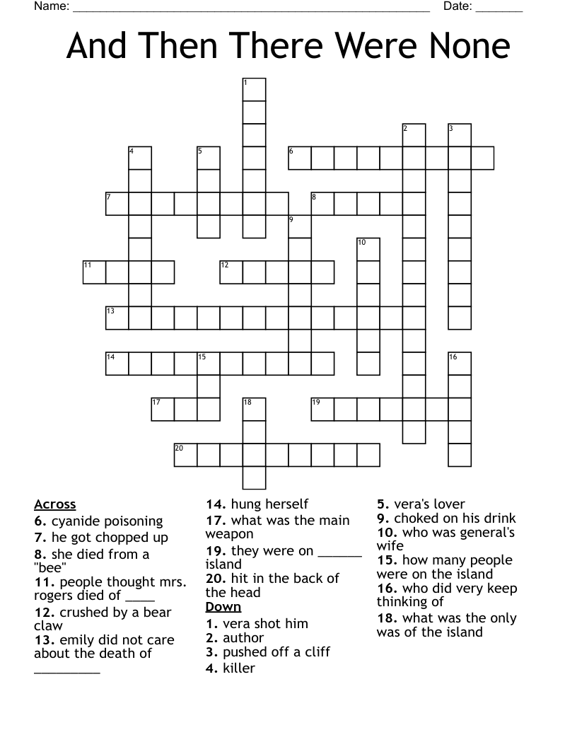 And Then There Were None Crossword
