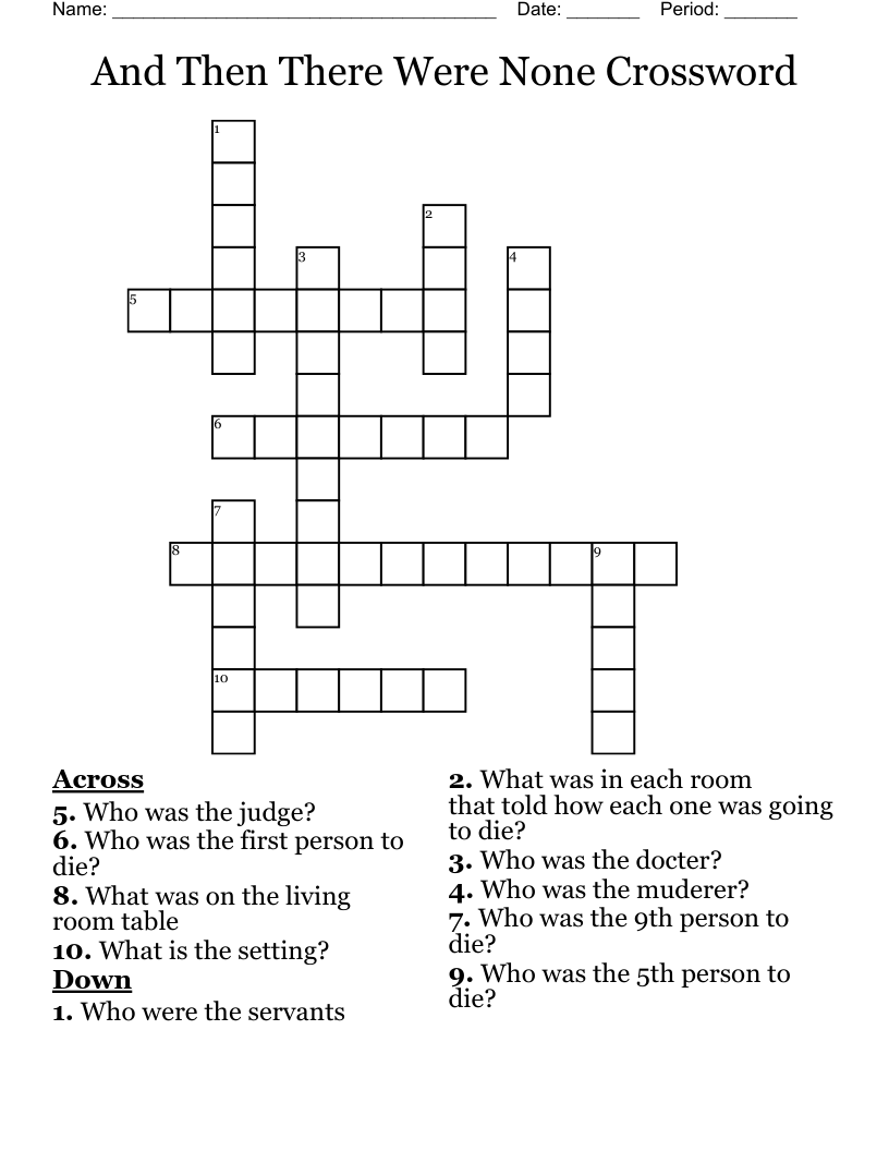 And Then There Were None Crossword