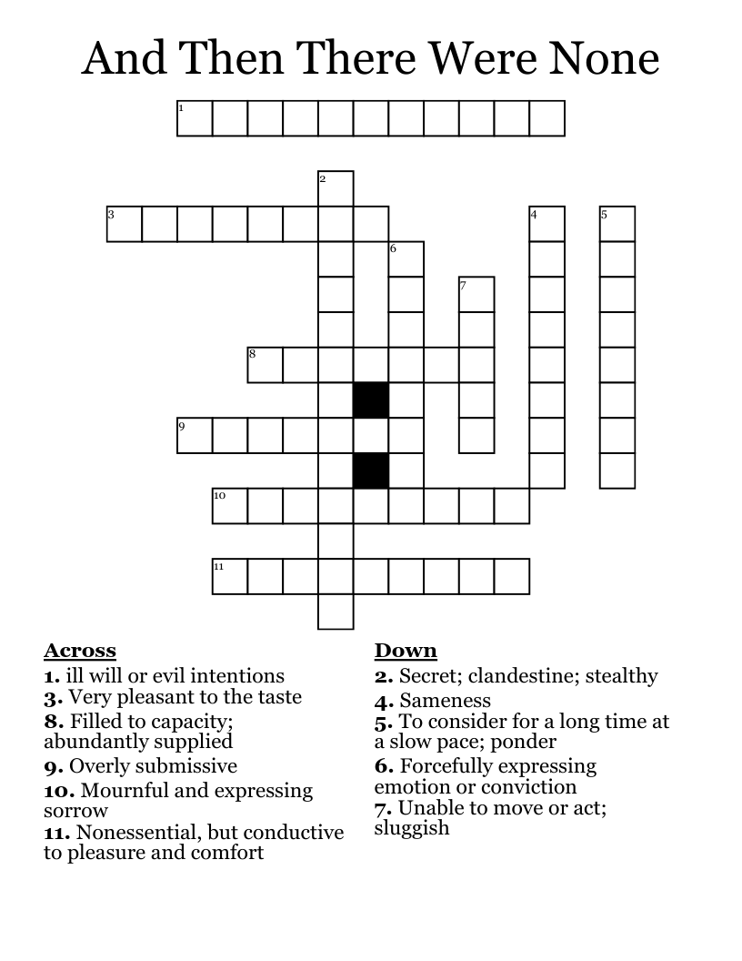 And Then There Were None  Crossword