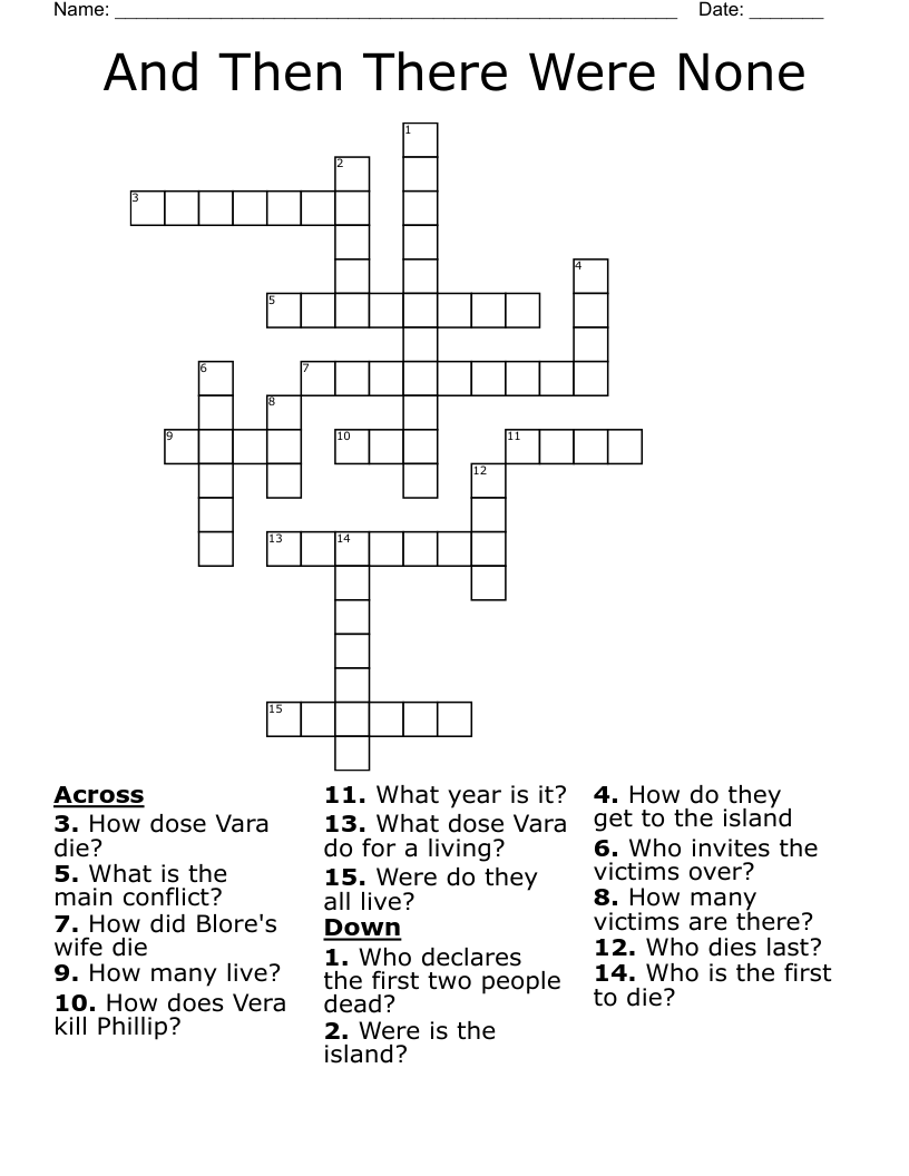 And Then There Were None  Crossword