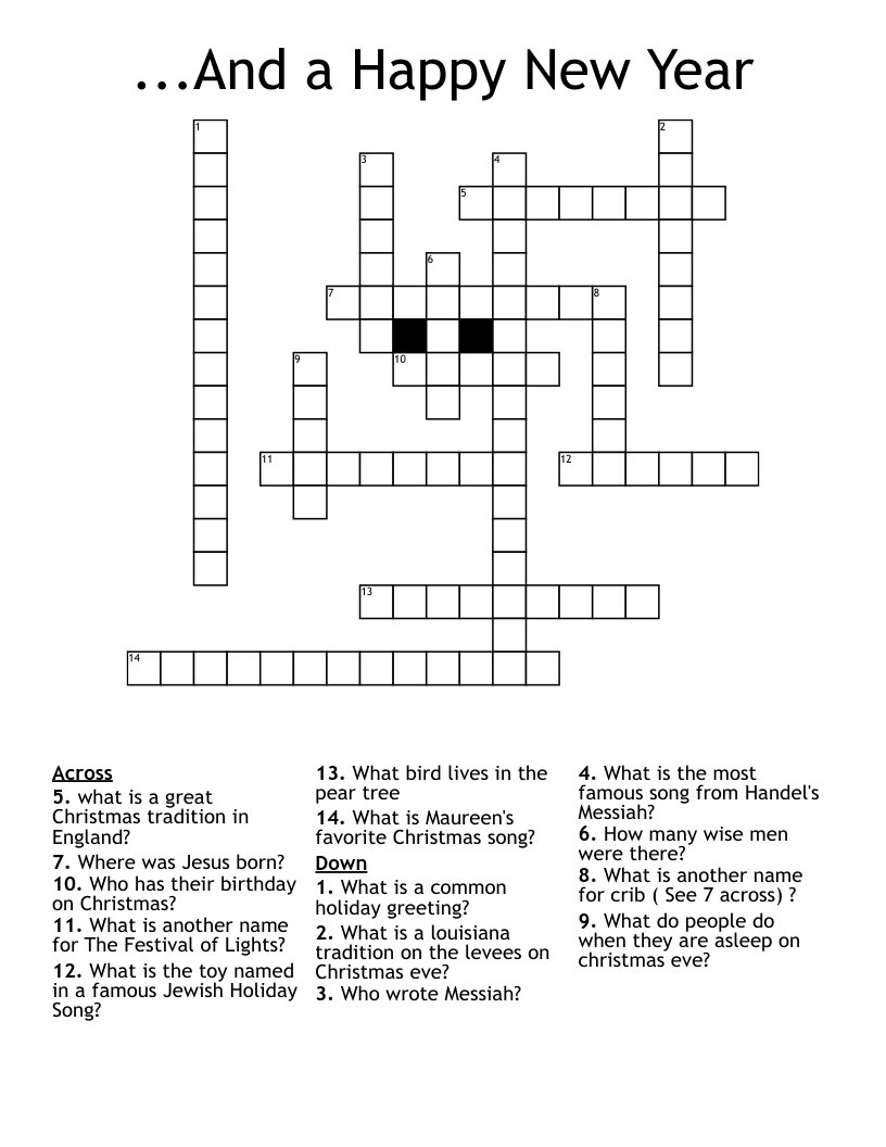 ...And a Happy New Year Crossword
