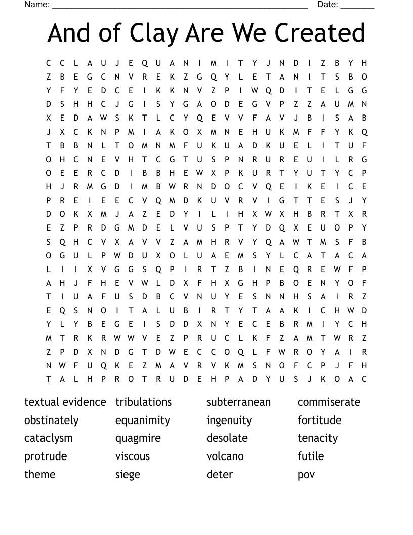 And of Clay Are We Created  Word Search