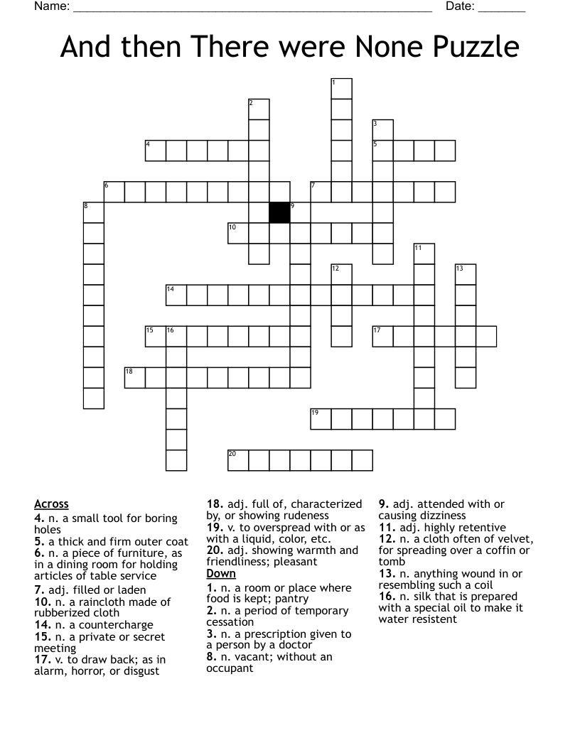 And then There were None Puzzle Crossword