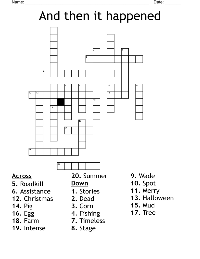 And then it happened  Crossword