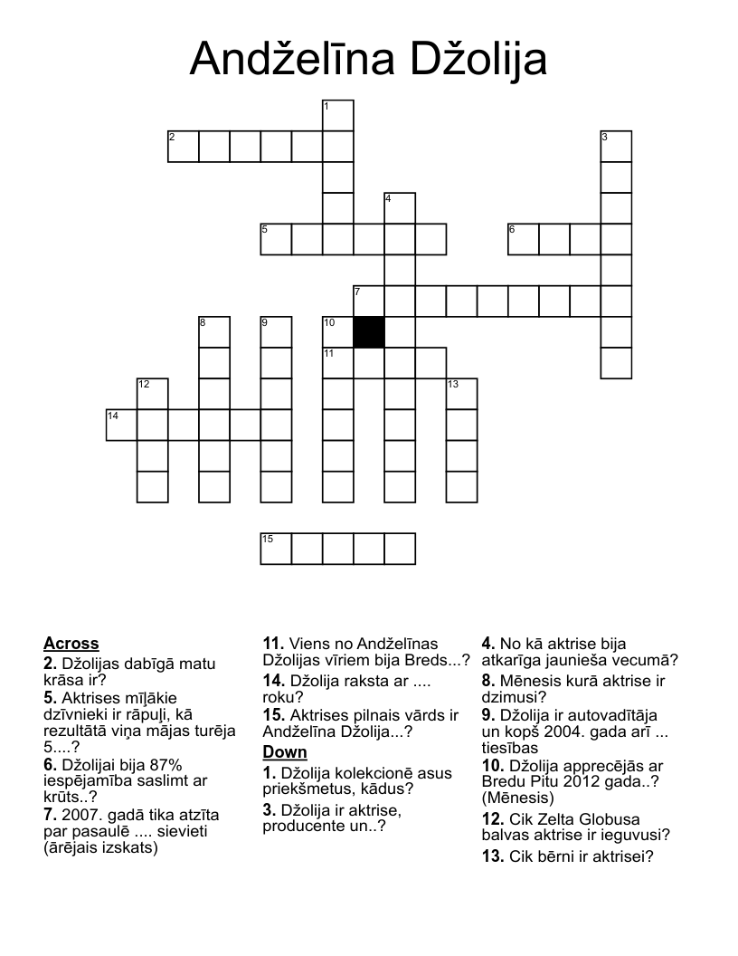 Andželīna Džolija Crossword