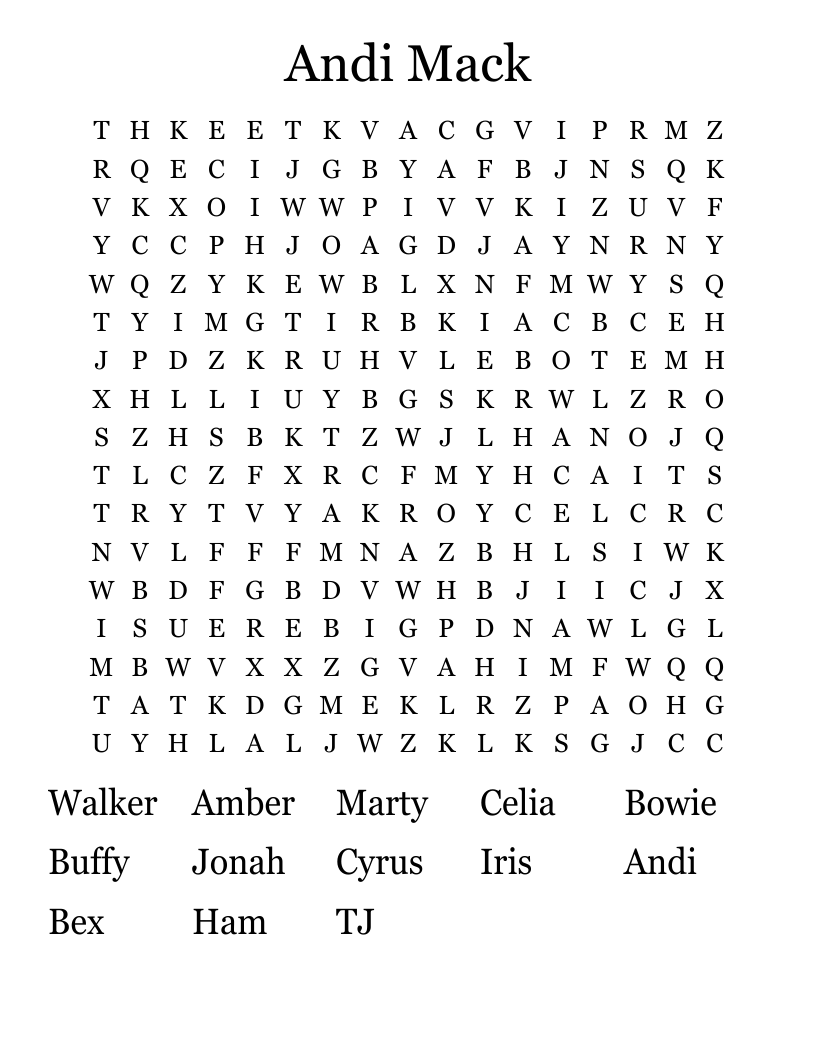Andi Mack Word Search
