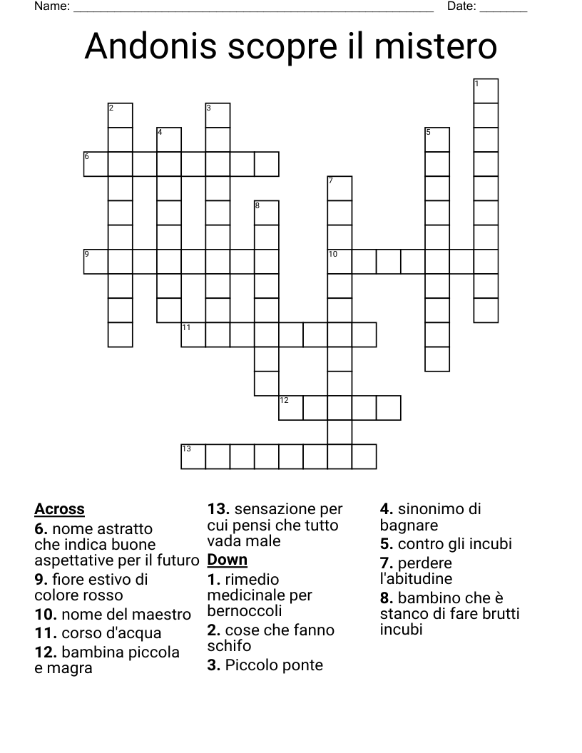 Andonis scopre il mistero Crossword