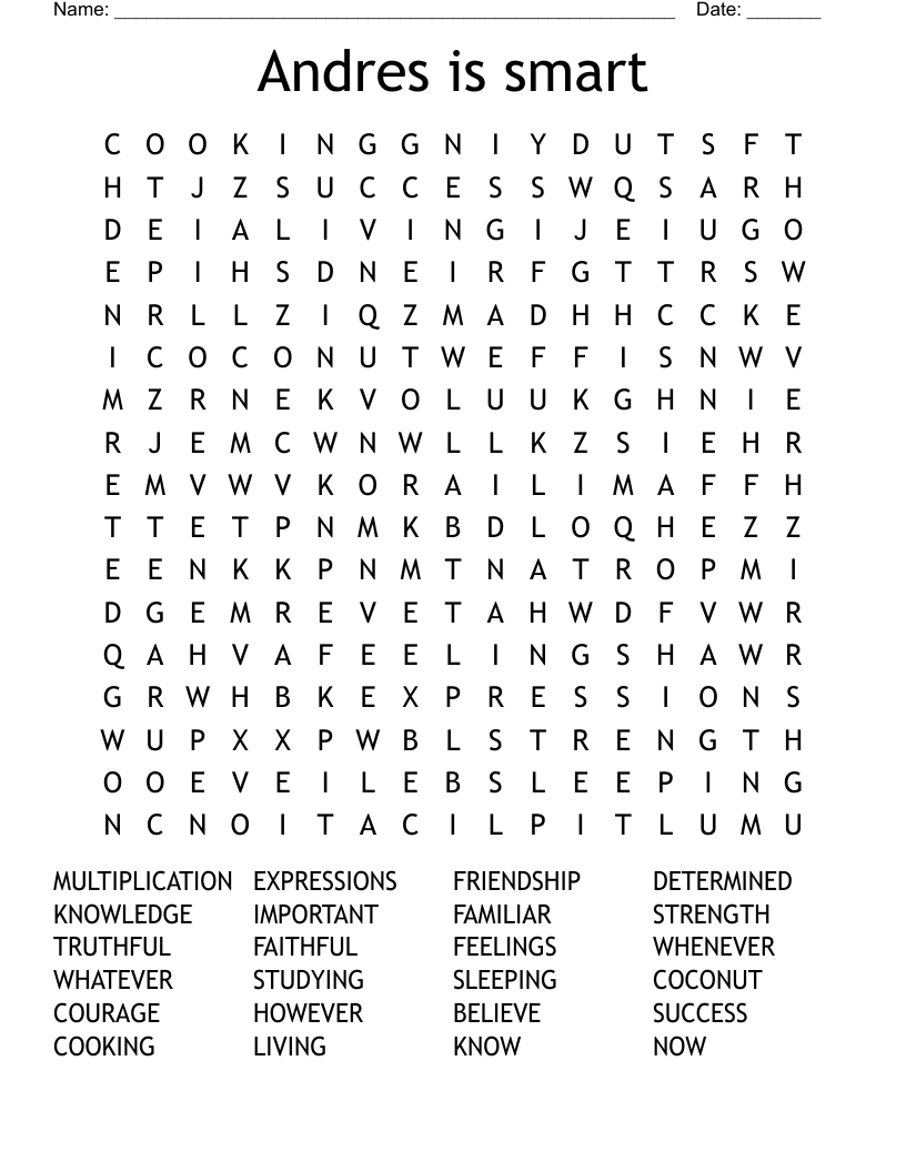 Andres is smart Word Search
