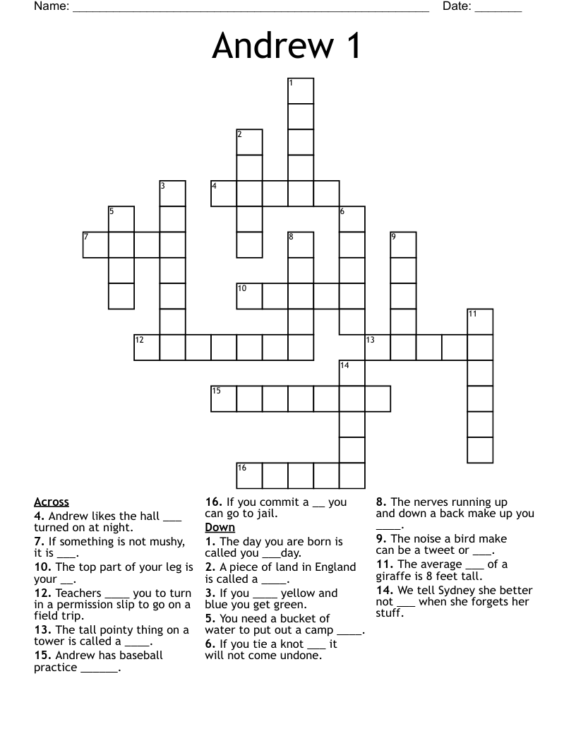 Andrew 1 Crossword