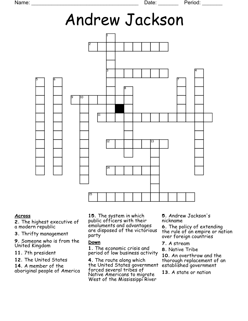 Andrew Jackson Crossword