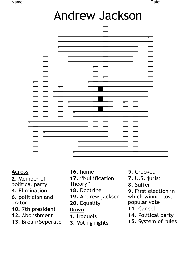 Andrew Jackson  Crossword