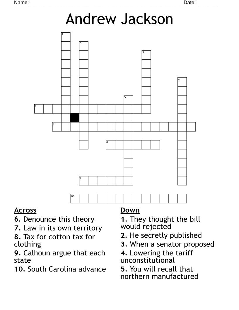 Andrew Jackson  Crossword