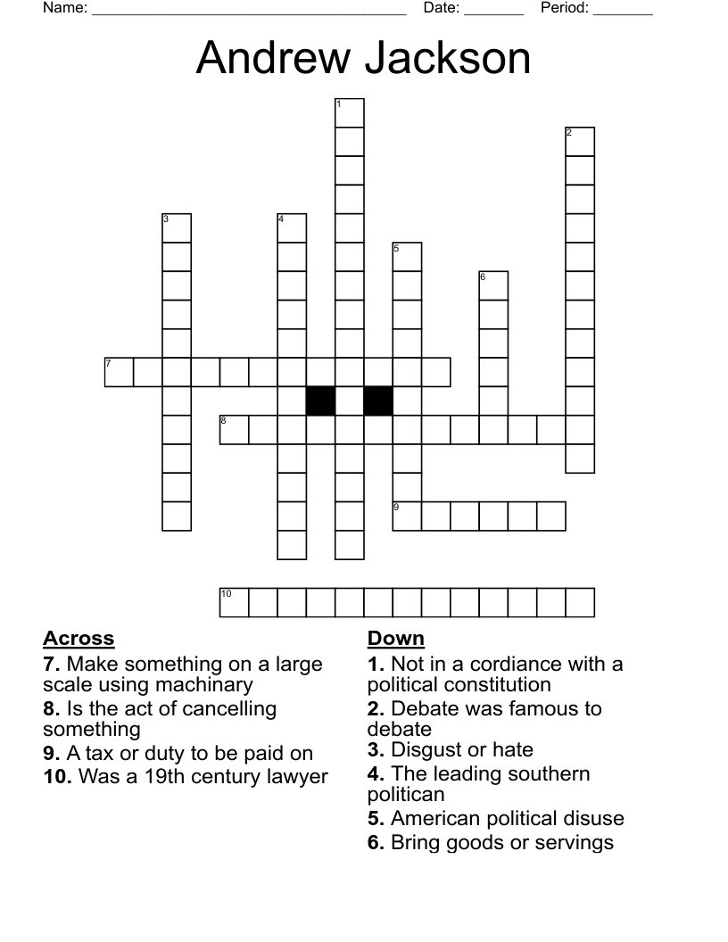 Andrew Jackson  Crossword