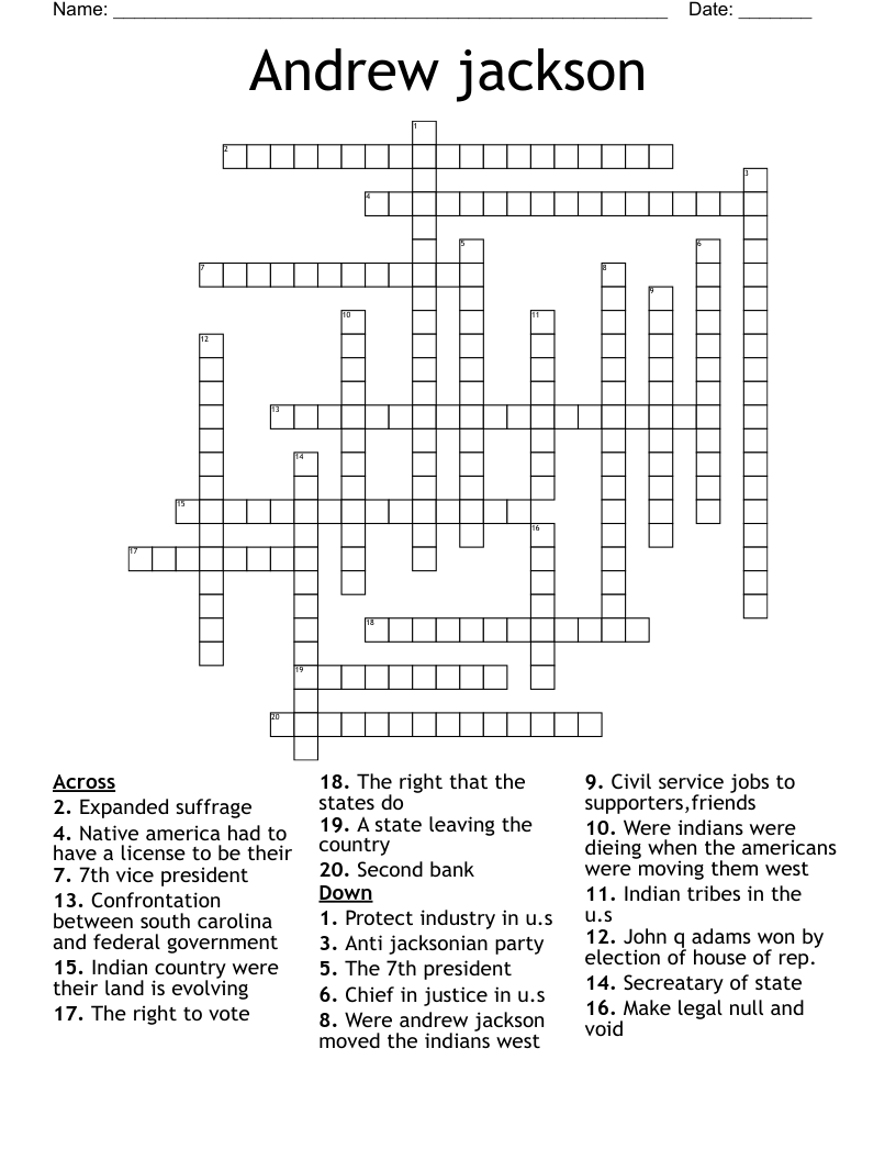 Andrew jackson Crossword