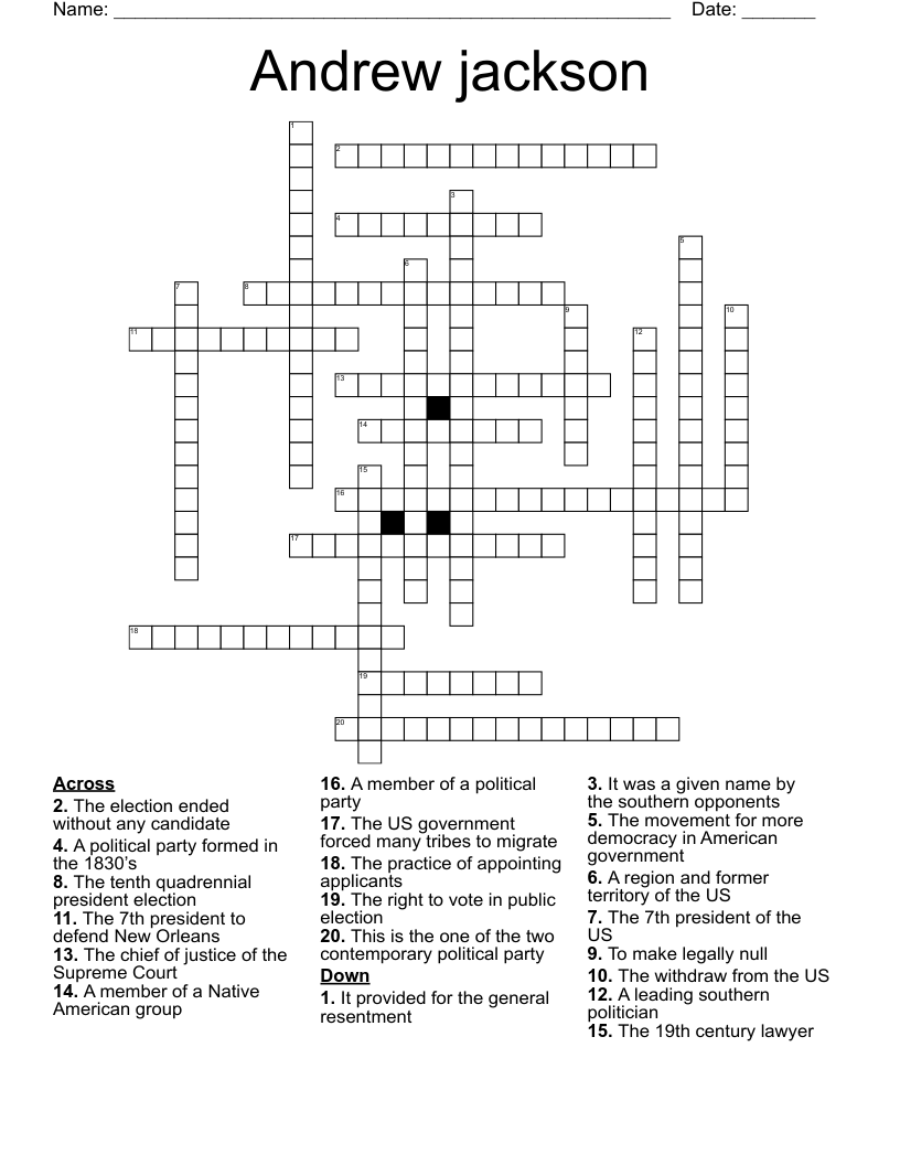Andrew jackson  Crossword