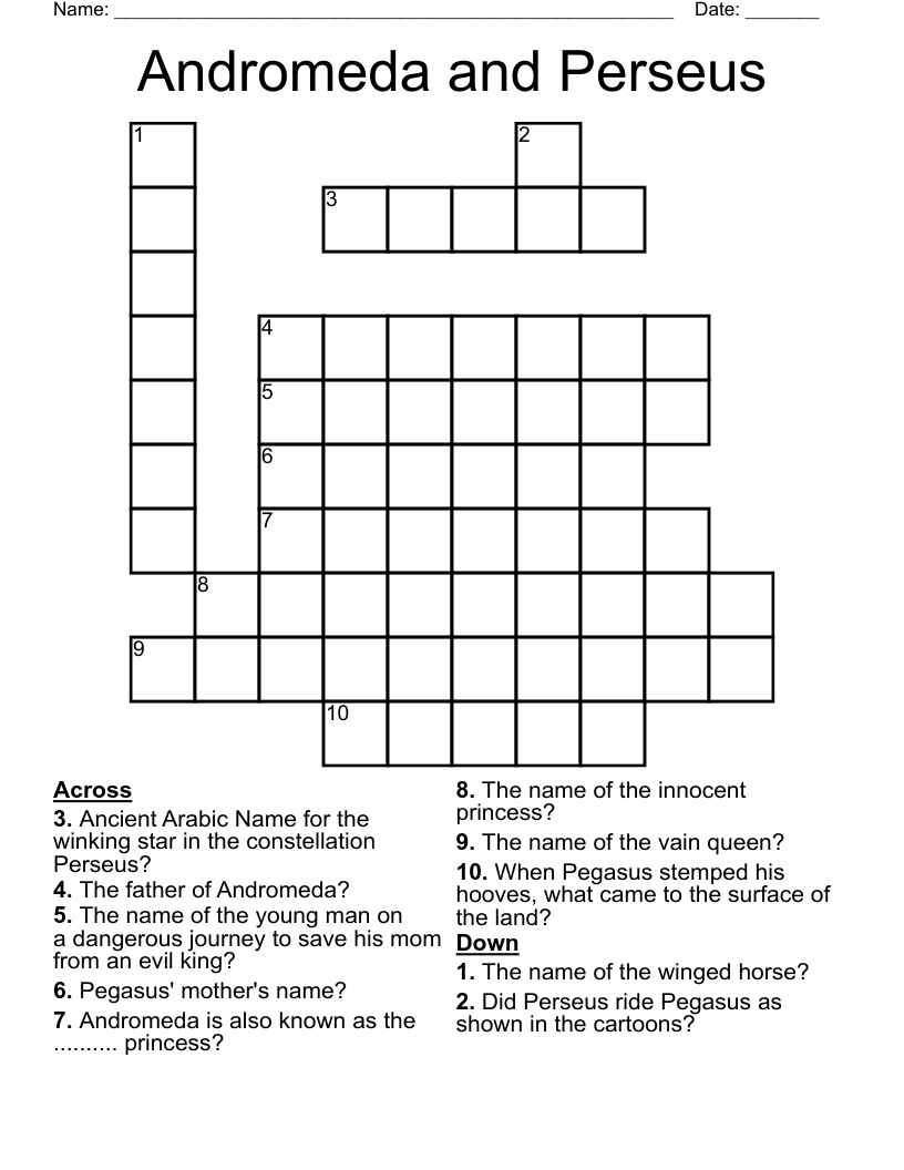 Andromeda and Perseus Crossword