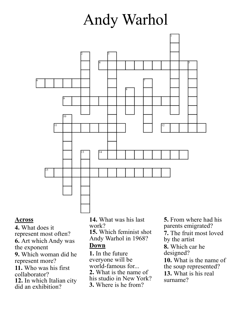 Andy Warhol Crossword