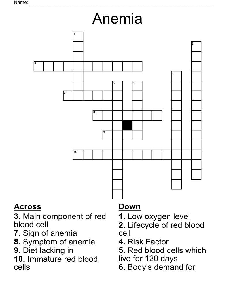 Anemia  Crossword