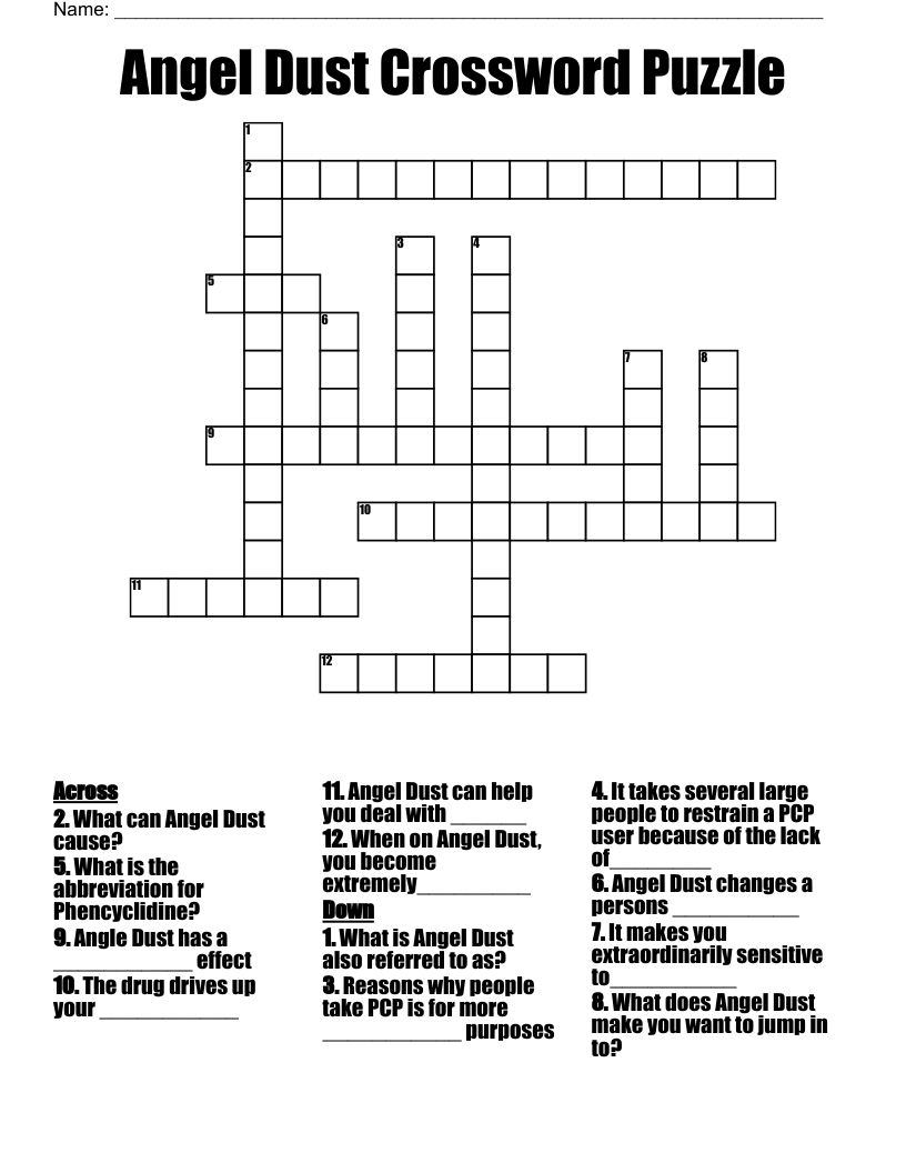 Angel Dust Crossword Puzzle