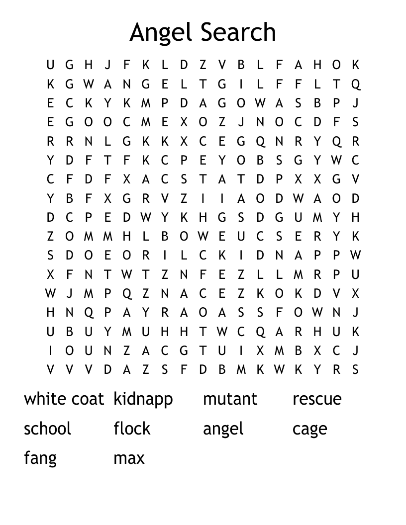 Angel Search Word Search