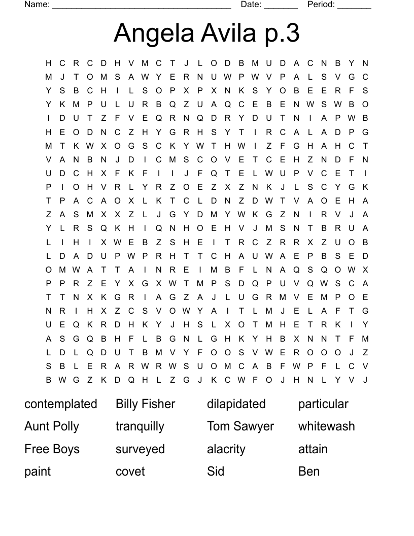 Angela Avila p.3 Word Search