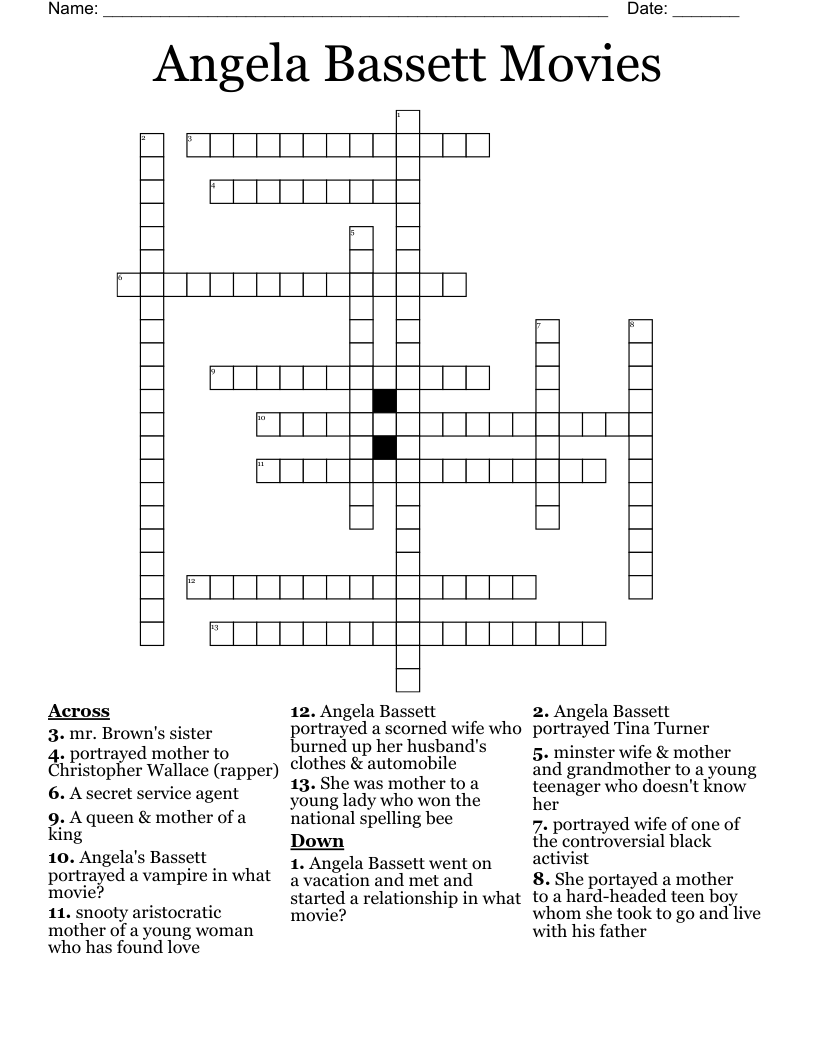 Angela Bassett  Movies Crossword