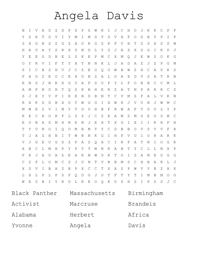 Angela Davis  Word Search
