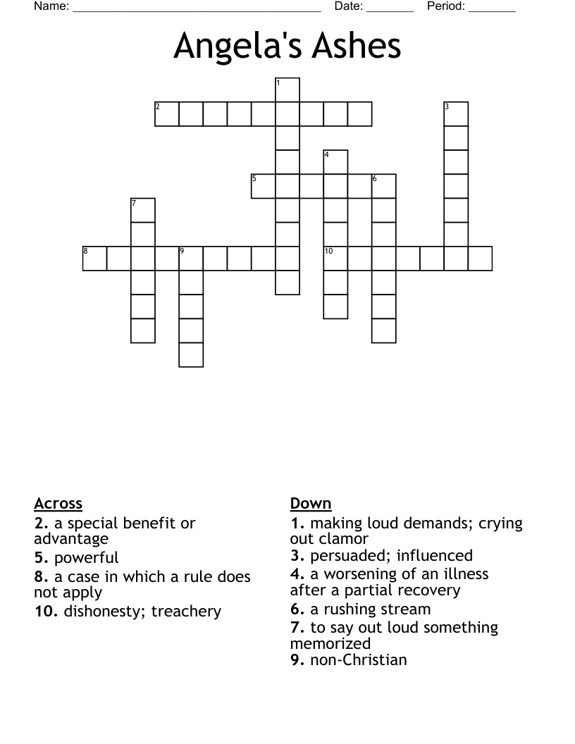 Angela's Ashes Crossword