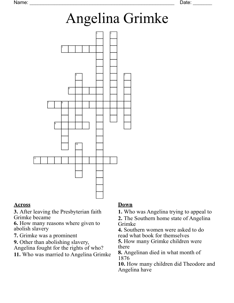 Angelina Grimke Crossword