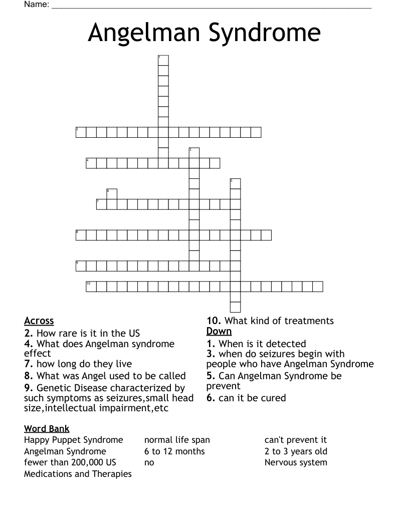 Angelman Syndrome Crossword