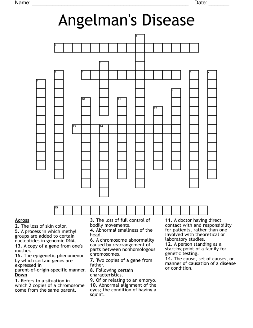 Angelman's Disease Crossword