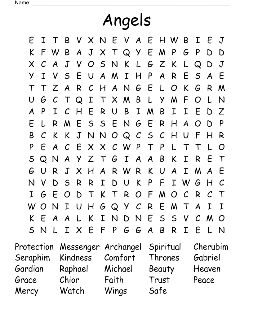 Angels Word Search