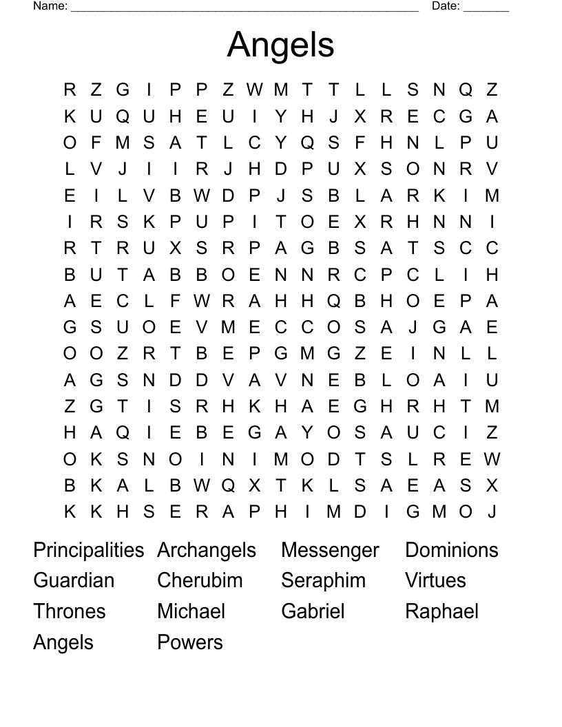 Angels Word Search