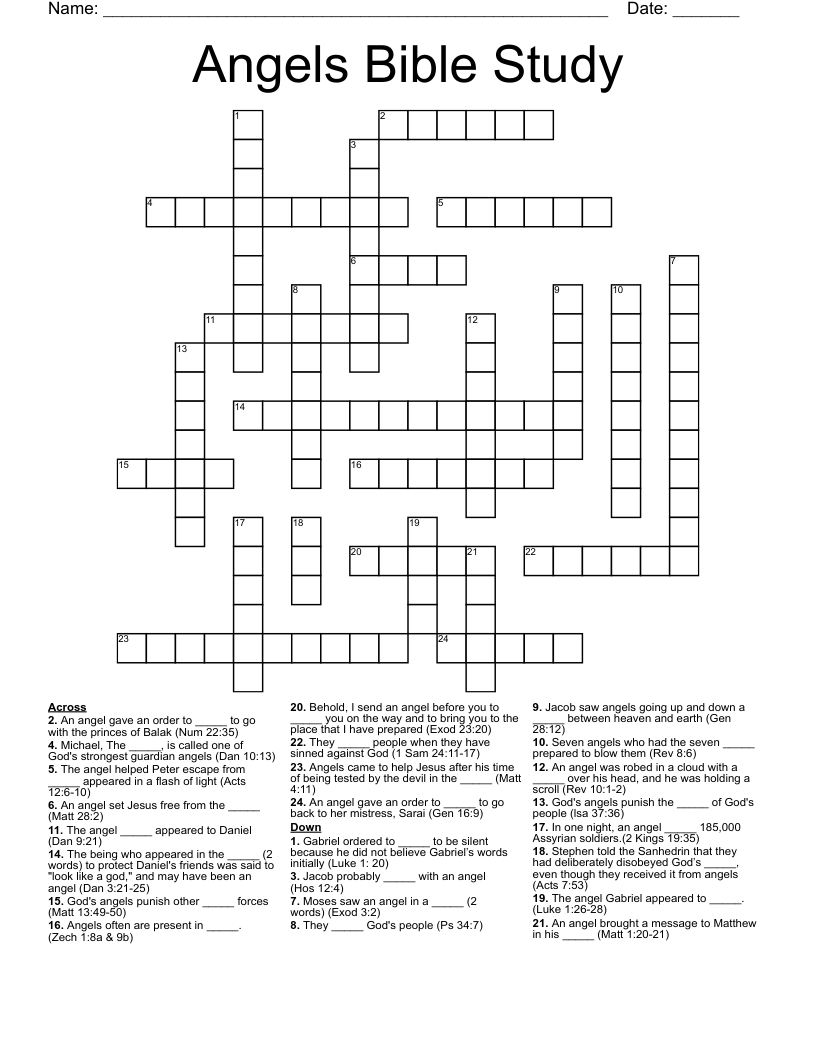 Angels Bible Study Crossword