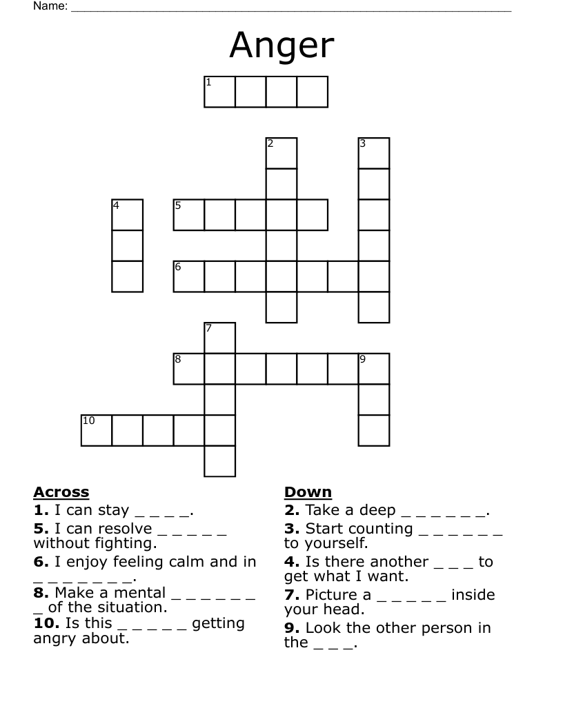Anger Crossword
