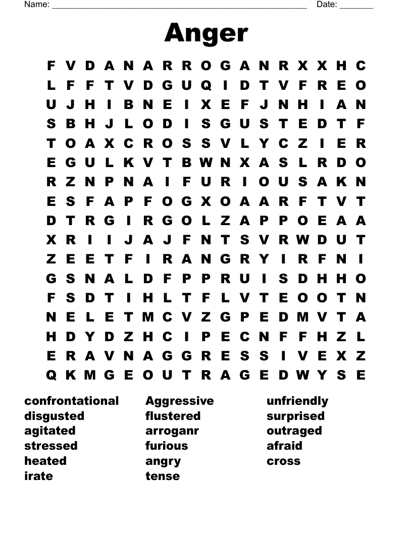 Anger Word Search