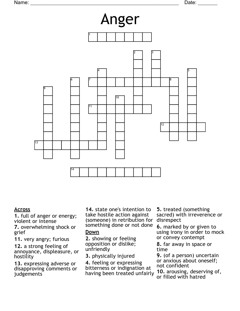 Anger Crossword