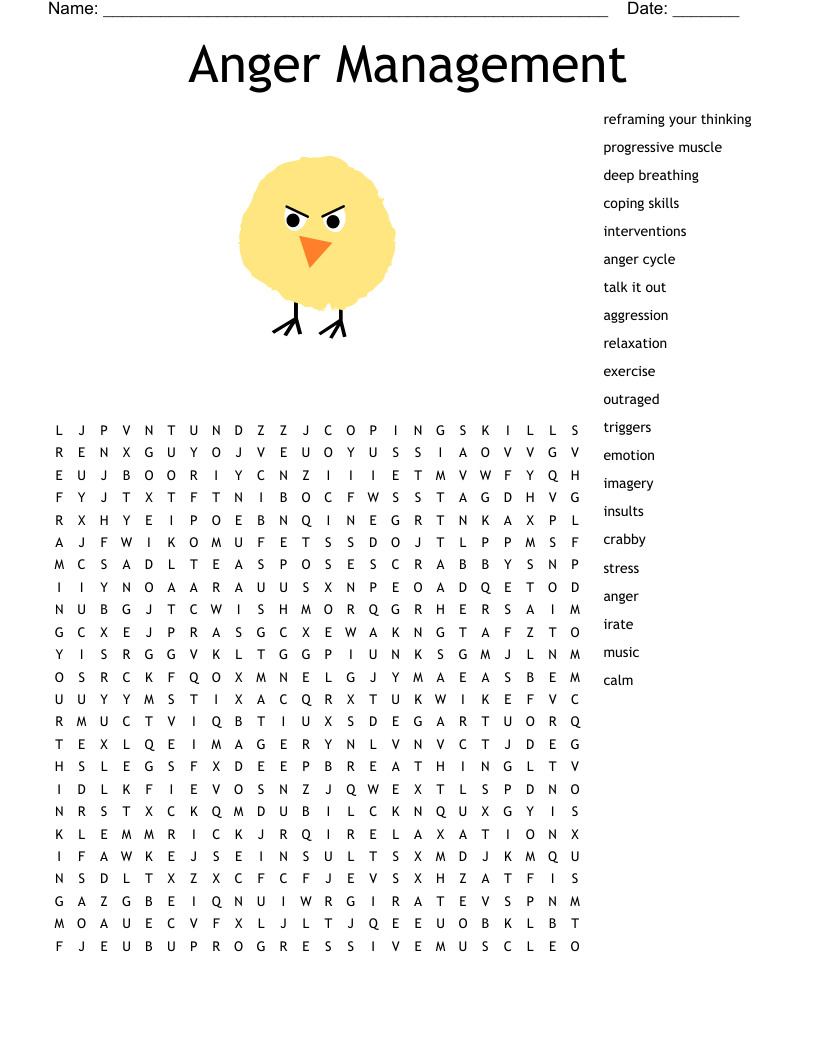 Anger Management Word Search